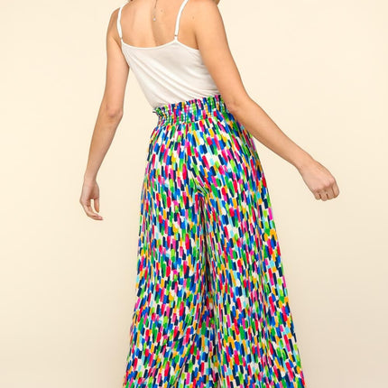 Haptics Smocked Waist Abstract Print Pants