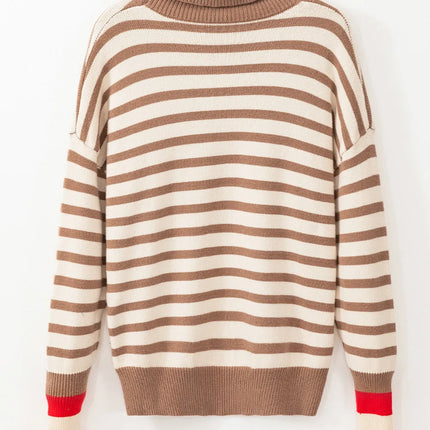 Striped Turtleneck Long Sleeve Sweater