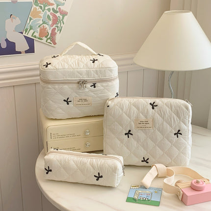 3 Piece Bow Quilted Cloth Storage Bag Set