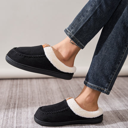 Contrast Round Toe Flat Slippers