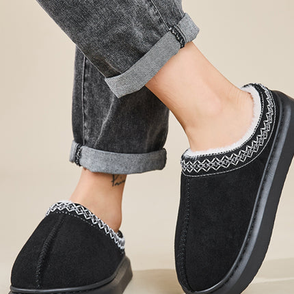 Faux Fur Suede Platform Slippers