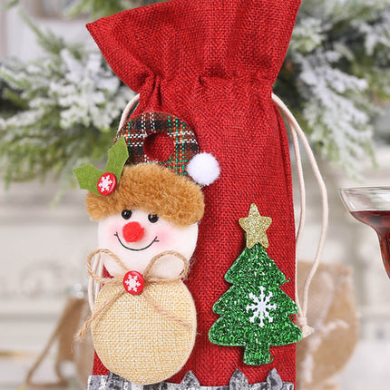 4-Pack Drawstring Christmas Wine Bottle Covers