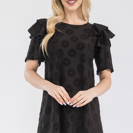 Celeste Full Size Ruffle Layered Short Sleeve Daisy Floral Top