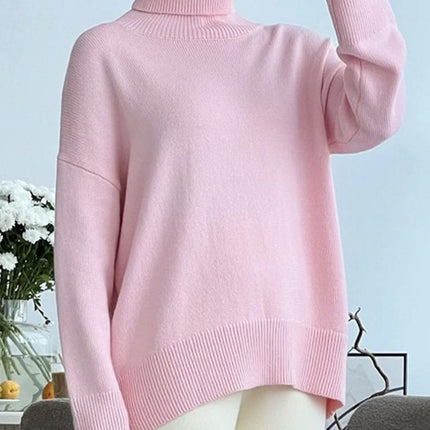 Turtleneck Drop Shoulder Long Sleeve Sweater