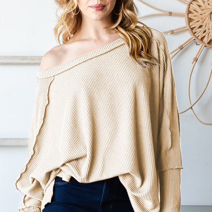 Reborn J Exposed Seam Lantern Sleeve Top