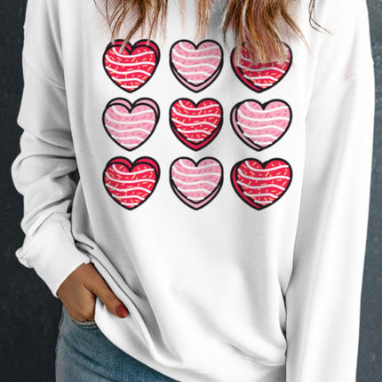 Valentine's Day Heart Round Neck Long Sleeve Sweatshirt