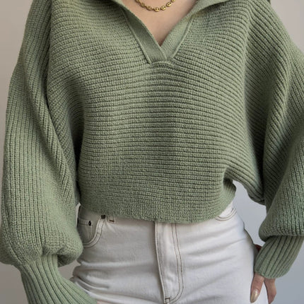 Johnny Collar Long Sleeve Sweater