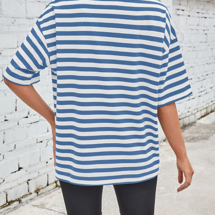 Lovelet Striped Round Neck Half Sleeve T-Shirt