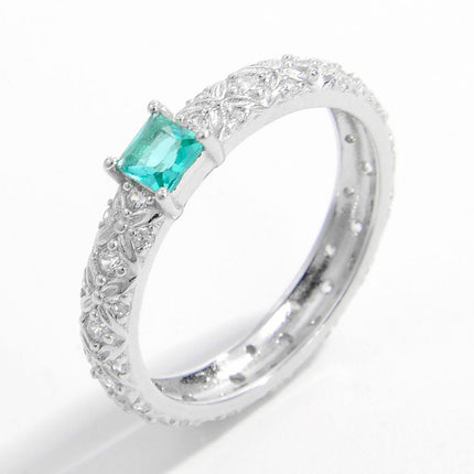 925 Sterling Silver Square Zircon Ring