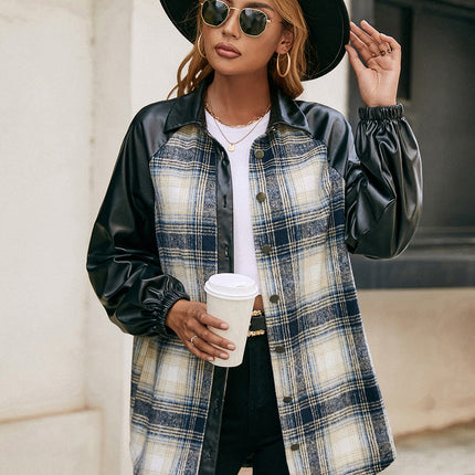 Ivy Lane Plaid Button Down Raglan Sleeve Jacket