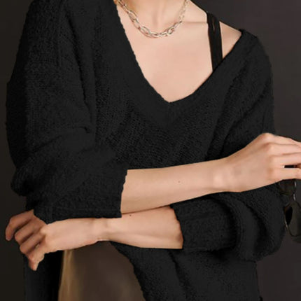 V-Neck Dropped Shoulder Sweater