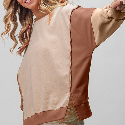 BiBi Washed Color Block Sweatshirt