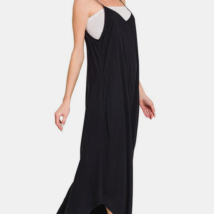 Zenana Spaghetti Strap Wide Leg Overalls with Pockets