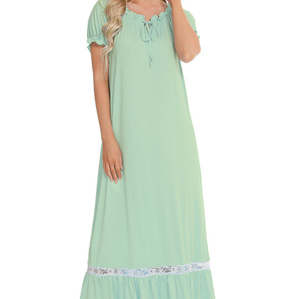 Lace Detail Short Sleeve Lounge Dress