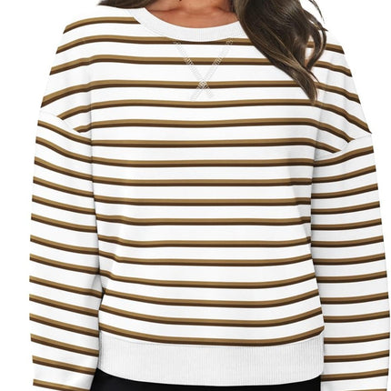 Lovelet Striped Round Neck Long Sleeve Sweatshirt