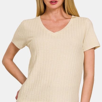 Zenana Ribbed Short Sleeve T-Shirt