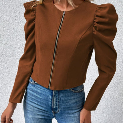 Zip Up Puff Sleeve Jacket