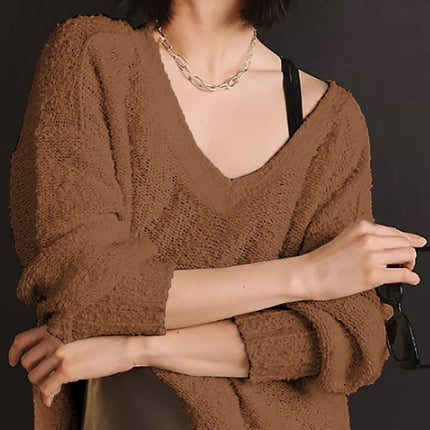 V-Neck Dropped Shoulder Sweater