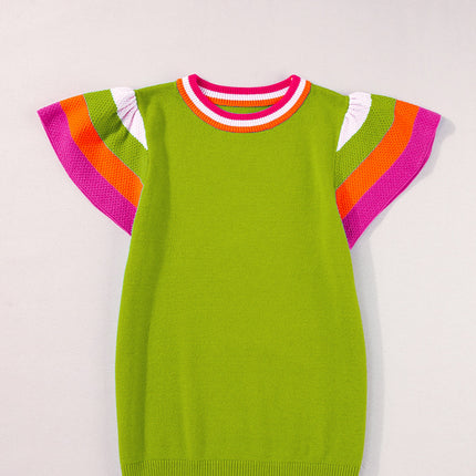 Color Block Round Neck Knit Top