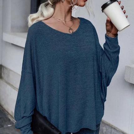 Full Size Double Tie Drop Shoulder Long Sleeve T-Shirt