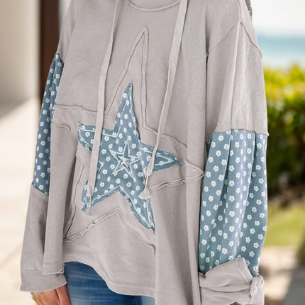 Drawstring Star Long Sleeve Hoodie