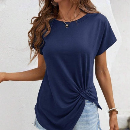 Asymmetric Hem Round Neck T-Shirt