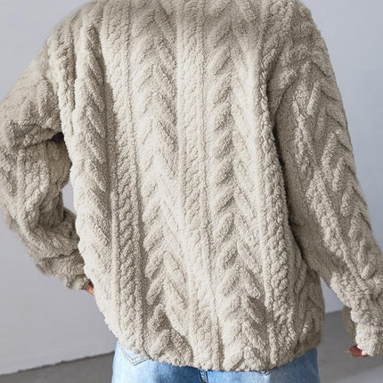 Fuzzy Zip Up Long Sleeve Jacket