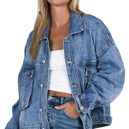 Collared Neck Button Up Denim Jacket