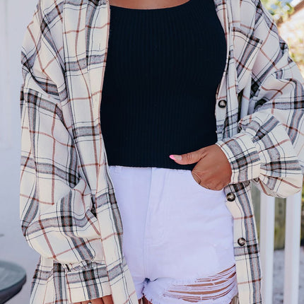 Plaid Button Up Long Sleeve Shacket