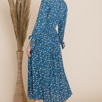 Reborn J Floral V-Neck Midi Dress