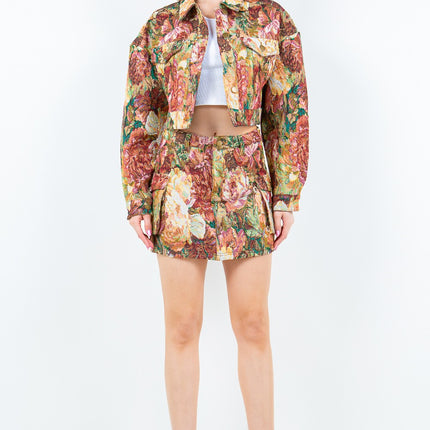 American Bazi Jacquard Cargo Cropped Jacket