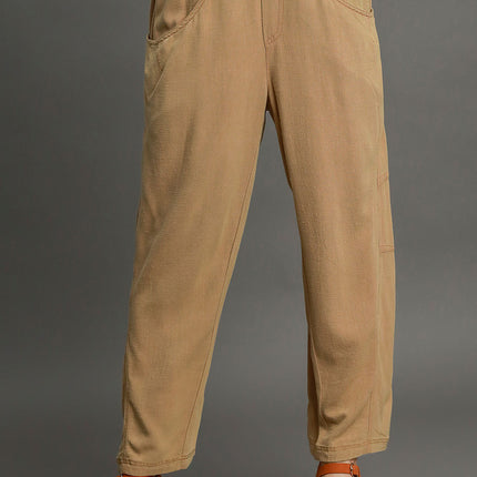 Umgee Elastic Waist Baggy Fit Pants with Pockets