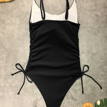 Drawstring Scoop Neck Sleeveless One-Piece Swimwear