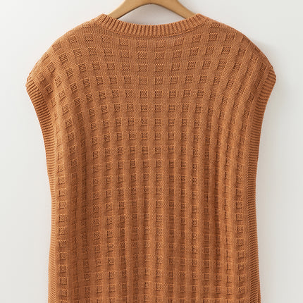 Round Neck Cap Sleeve Sweater Vest