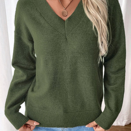 Perfee Twisted V-Neck Long Sleeve Sweatshirt