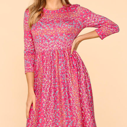 Haptics Round Neck Floral Dress with Pockets