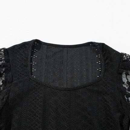 Eyelet Lace Long Sleeve Bodysuit