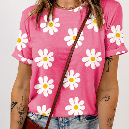 Printed Round Neck Short Sleeve T-Shirt