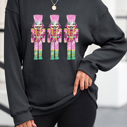 Sequin Nutcracker Round Neck Long Sleeve Sweatshirt