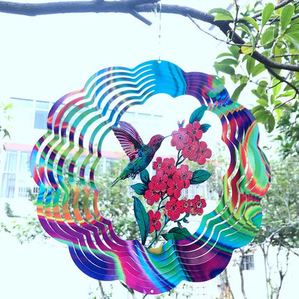 Birds And Flowers Stainless Steel 3D Rotating Wind Spinner Chime Mirror Metal Home Garden Decoration Outdoor Indoor Ornaments - Vickie Lynn's