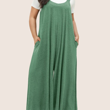 Full Size Pocketed Wide Leg Overalls