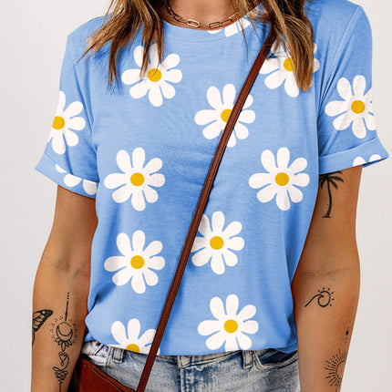 Printed Round Neck Short Sleeve T-Shirt