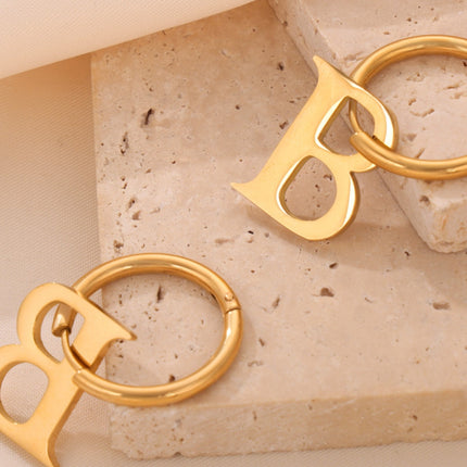 Titanium Steel Letter Hoop Earrings