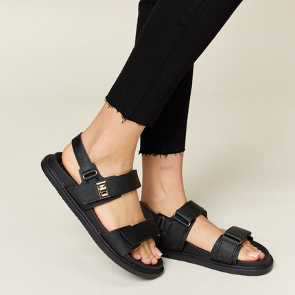 WILD DIVA Velcro Double Strap Slingback Sandals