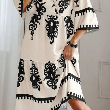 Printed Half Sleeve Knee Length Dress