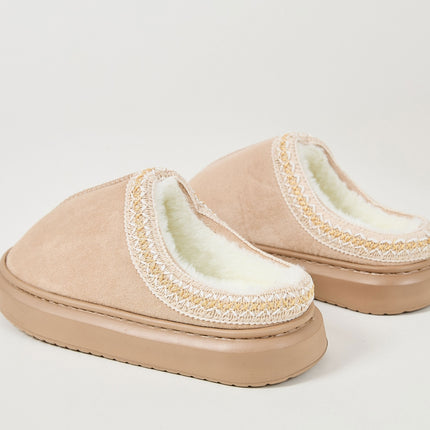 Faux Fur Suede Platform Slippers