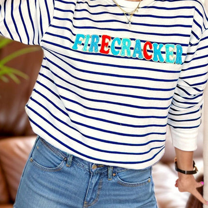 FIRECRACKER Striped Long Sleeve Sweatshirt