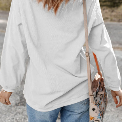 Christmas Pattern Drop Shoulder Ribbed Sweatshirt