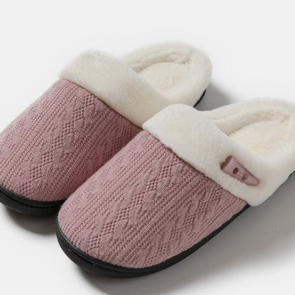 Horn Buckle Furry Texture Flat Slippers