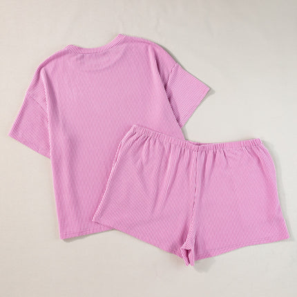 Plus Size Round Neck Short Sleeve Top and Shorts Set